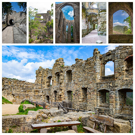 Oybin Fotocollage der Burg- und Klosterruine